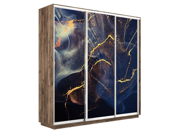 Шкаф-купе Экспресс Люкс 3-х дверный (Фото №1016 Абстракция золотая пыль)