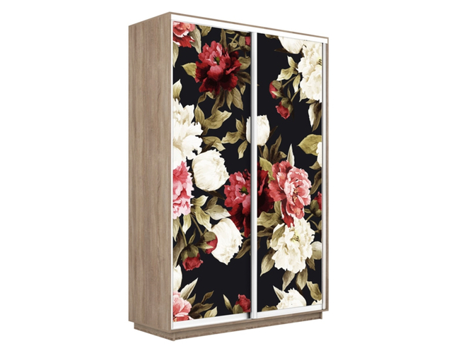 Шкаф-купе Экспресс 2-х дверный (Фото №1020 Пионы), Сонома