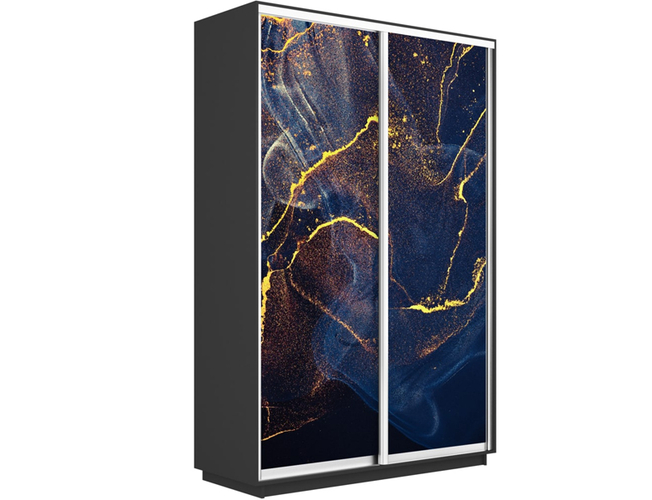 Шкаф-купе Экспресс Люкс 2-х дверный (Фото №1016 Абстракция золотая пыль), Серый диамант