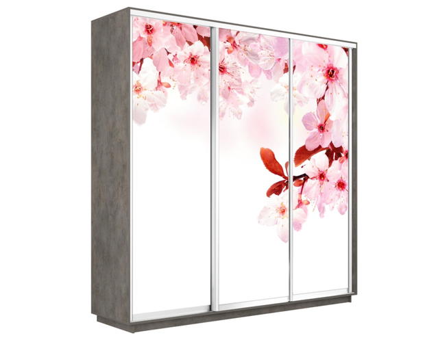 Шкаф-купе Экспресс Люкс 3-х дверный (Фото №1023 Сакура), Бетон
